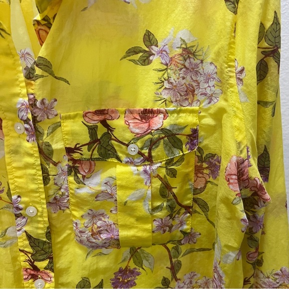 Lauren Ralph Lauren Yellow Floral Print Button Down Shirt Large - Picture 3 of 7